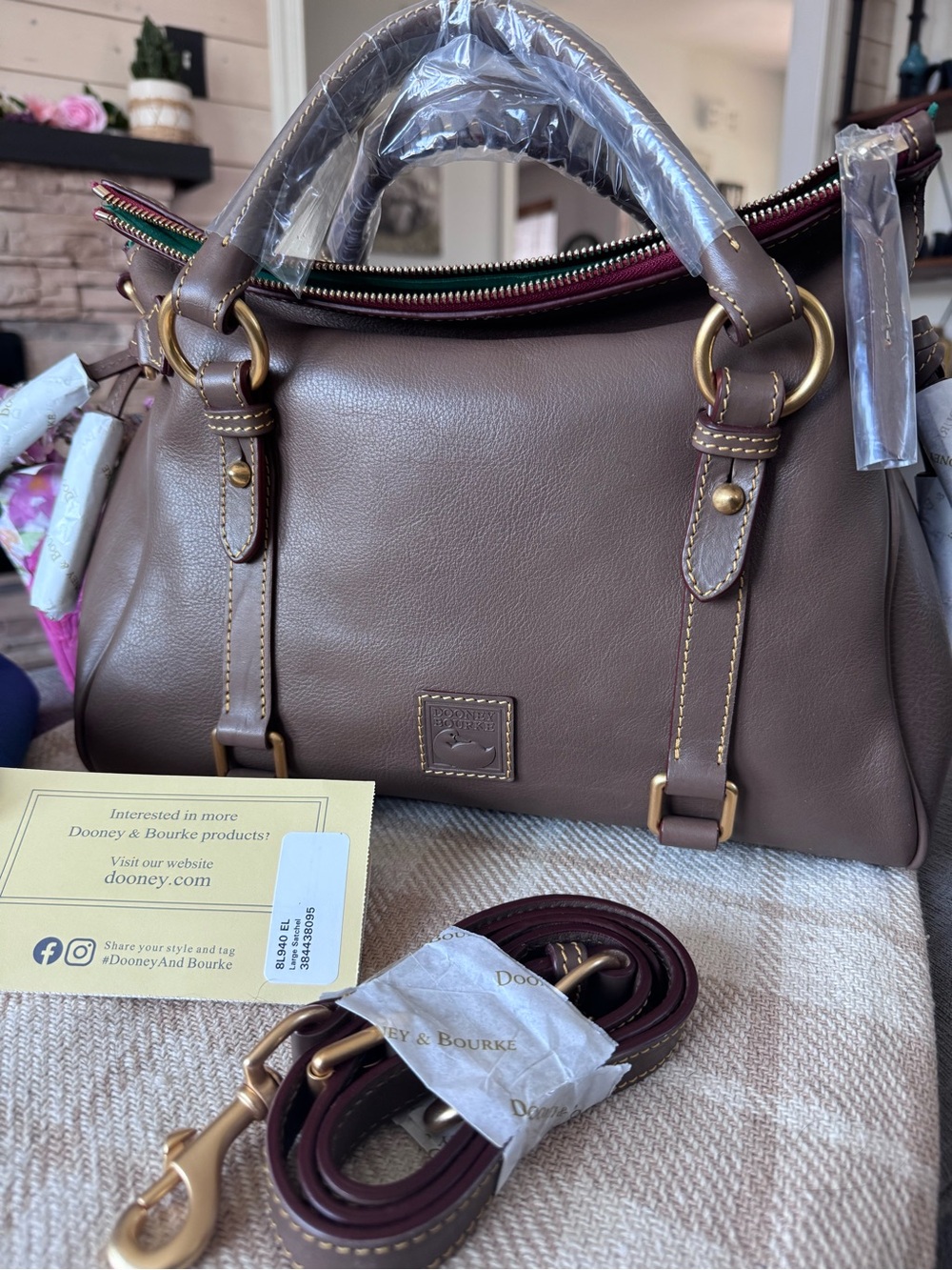 NEW Dooney & Bourke LARGE Florentine Satchel - Elephant